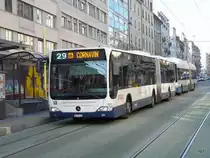 TPG - Mercedes Citaro Nr.121 GE 960505 unterwegs auf der Linie 29 in der Stadt Genf am 11.12.2009