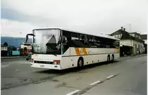 Aus dem Archiv: PTT Regie P 27'812 Setra am 9. Juli 1999 Del�mont, Bahnhof (dieses Fahrzeug wurde zuerst getestet, bevor es sp�ter auch den richtigen Post-Anstrich erhielt!)