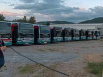 Abstellplatz der Hessentagsflotte beim Hessentag 2004 in Heppenheim.