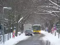 Fahrzeug 1386 der BVG als Linie 396 nach Berlin Karlshorst am 2.1.2010 in Berlin Karlshorst, Wallensteinstra�e.