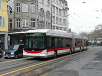 VBSG - Hess Swisstrolley BGGT-N2C Nr.191 unterwegs auf der Linie 4 in der Stadt St.Gallen am 16.01.2010