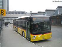 Postauto/PU SteinerBus AG Nr. 2 (MAN Lion's City A20) am 9.2.2010 in Bern, Postautobahnhof. Der Wagen befindet sich hier am Perron 8, dem einzigen Prron wo man die Poschtis einigermassen gut fotografieren kann.