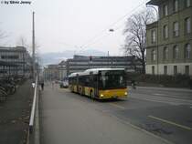 Postauto/PU SteinerBus Nr. 6 (MAN NG363�) am 9.2.2010 in Bern, Obergericht. Dank PU Steiner kommen MAN Poschtis dieser Bauart nach Bern, denn die Regie und AVA hat keine solche MAN im Bestand.