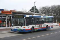 Look (WES NF 506) mit Werbung fr Aditus Zeitarbeit.
Hier am Bahnhof Moers,10.2.2010.