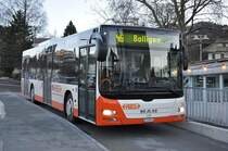 RBS, Worblaufen Nr. 14/BE 618'014 MAN am 1. Mrz 2010 beim Bahnhof Bolligen.