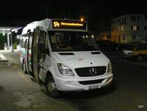 asm - Mercedes Sprinter Nr.11  BE 574530 unterwegs auf der Linie 54 bei den Haltestellen vor dem Bahnhof Wynigen Abends um 22.29 Uhr am 21.02.2010