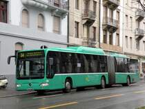 Whrend der Basler Fasnacht verkehrt die Linie 34 nur bis Wettsteinplatz. Mercedes Citaro 705 fhrt durch die Hammerstrasse auf die Haltestelle Wettsteinplatz. Die Aufnahme stammt vom 23.02.2010.