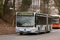 Strassenbahn Hagen 989 (HA DF 989) mit der Linie 542 am HBF Gevelsberg,27.2.2010.