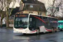 Schiwy Reisen 9120 (EN EN 1100) im Rheinbahn Auftragsverkehr mit der Linie 772 nach Heiligenhaus.
Aufgenommen in Kettwig vor der Br�cke am 1.3.2010.