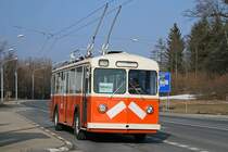 BW/FFA/MFO Typ 51 von Rtrobus(ex. VBZ; ex CGTE, ex TL Nr 591) auf der Strecke zwischen Le Chalet--Gobet und Epalignes. (14.3.2010)