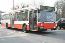 Einer der wenigen noch fahrenden O405N2 der Hochbahn am 18.M�rz 2010 in Bf. Harburg.