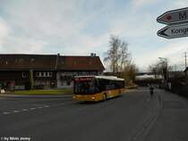 Postauto/PU Steiger Nr. 255 (MAN Lion's City A21) am 31.3.2010 beim Hegifeld. Um 18.43 ab Winterthur fhrt kein Entlastungsbus mehr nach Hegi, deshalb ist dieser Kurs auch sehr gut gefllt.