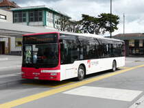 travys - MAN Lion`s City  VD 486500 unterwegs auf der Linie 3 bei den Haltestellen vor dem Bahnhof in Yverdon les Bains am 27.03.2010