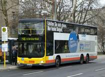 MAN Lion's City DD (Doppelstock) auf der Linie M46 nach U-Bahnhof Britz-Sd an der Haltestelle Birtz Rudower Strae/Grner Weg.