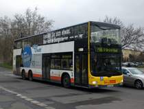 MAN Lion's City DD (Doppelstock) auf der Linie M46 nach U-Bahnhof Britz-Sd an der Haltestelle Britz Rudower Strae/Grner Weg.