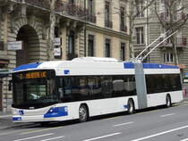TL - Hess-Swisstrolleybus BGT-N2C  Nr.838 unterwegs auf der Linie 2 in der Stadt Lausanne am 27.03.2010