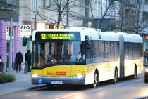 Wagen 4390 wartet am Abend des 08.04.2010 an der Haltestelle Eberswalder Strae auf seinen Einsatz als SEV auf der Linie 12