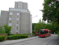 Ich glaub', mich tritt ein Bus! Ein riesiger Volvo Erdgas-Bus mitten im Chleefeld! Und unter der Woche stehen bis zu vier Busse da!