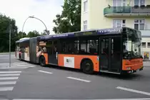 Hochbahn Schlenki 7205 von MAN mit einer wie ich finde sehr sch�nen Werbung am 14.Juni 2010 in U/S Barmbek