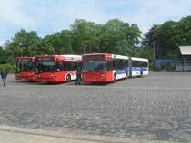 2 Solaris Urbino12 EEV und ein MB O405GN2 der BSAG stehen gemeinsam auf der Warteposition in Sebaldsbrck und wartenbis sie vorrcken drfen. 