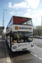 BERLIN, 10.04.2010, Sightseeing-Bus am Alexanderplatz