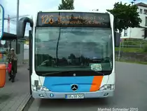 Hier ist ein Citaro Bus mit der neuen Wochenspiegel/Die Woch Werbung zu sehen. Das Foto habe ich am 24.07.2010 in Saarbr�cken Brebach gemacht.