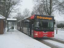 Dieser MAN NG320 Lion&acute;s City GL steht an der Endstation Heidstra�e in Neuenkirchen. Er tr�gt die Wagennummer 4595. 
Das Bild entstand am 10.02.2010