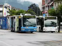 BLWE / Linth Bus - Mercedes Citaro Nr.2  SG 406 unterwegs auf der Linie 770 und Mercedes Citaro Nr.2 SG  11749 unterwegs auf der Linie 622 bei der Haltestelle vor dem Bahnhof in Wattwil am 23.07.2010