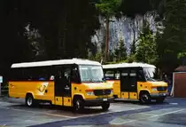 80 Jahre Postautostrecke auf die Griesalp: PostAuto Bern BE 92'064 Mercedes/Kusters (ex Portenier, Adelboden Nr. 5) und BE 90'275 Mercedes/Kusters (ex Portenier, Adelboden Nr. 7) am 29. Mai 2010 auf der Griesalp