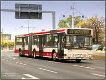 Ein Gelenk-Stadtbus der  Cottbusverkehr  in der Vetschauer Strasse. Cottbus, 09.11.06.