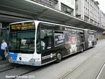 Dieser Citaro tr�gt Werbung f�r das Classic Rock Radio einem privaten Sender im Saarland. Die Aufnahme des Foto war am 31.07.2010.