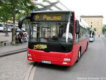 MAN Lions City am Hauptbahnhof von Saarbr�cken. Die Aufnahme des Foto war am 09.08.2010.