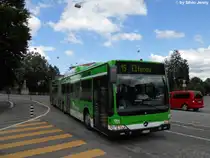 BernMobil Nr. 856 ''EWB/Erdgas'' (Mercedes CitaroII O530G CNG) am 3.8.2010 beim Helvetiaplatz. Da das EWB (Elektrizit�swerk Bern) sich an der Beschaffung der Gasbusse beteiligt hat, durften sie auch einen Bus nach ihrem Gusto gestalten.