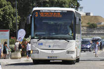 LES MOUETTES-Irisbus am 4.8.10 les mouettes f�hrt auf der Ile de R� im Departament Poitou-Charentes im Westen Frankreichs 