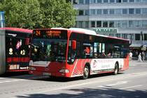 ASEAG 200 (AC L 539) macht Werbung f�r Augenoptik Zimmermann.
Aachen Bushof, 4.6.2010.