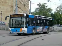 Wagen 520 der Saarbahn bedient am 27.8.10 die Linie 108 am Hbf.