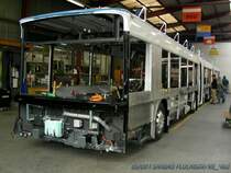 So sieht ein LighTram3 im Rohbau aus. Auch dieses Fahrzeug wird nach Z�rich ausgeliefert werden. Tag der offenen T�r bei Hess - 1.9.07