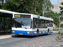 MAN Niederflurbus 1. Generation auf der Linie 290 nach Bansin Dorf am Bahnhof Seebad Ahlbeck. 

