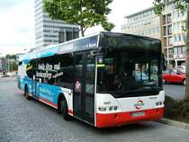 Bogestra Neoplan Wagen Nr.0007 , in Ruhestellung,mit der
Werbung  Mobile Alten - und Krankenpflege 