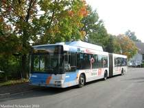 MAN Gelenkbus in Saarbrcken Klarenthal Haltestelle Weidenstrae. Die Aufnahme des Foto war am 29.09.2010