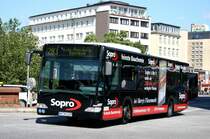 Hochbahn 2607 (HH HN 2607) mit Werbung fr Sopro.
Hamburg Altona Bahnhof, 17.6.2010.
