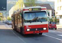 VB - Trolleybus Nr. 70 unterwegs in den Strassen von Biel eingeteilt auf der Linie 4 nach Nidau am 14.04.2007