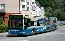 Stra�enbahn Hagen 991 (HA DF 991) macht Werbung f�r das Westfalen Bad Hagen.
Hagen Hohenlimburg, 26.6.2010.