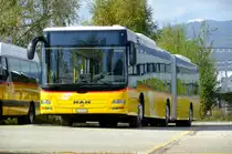 In den letzten zwei Jahren beschaffte PostAuto den 18.75 Meter langen Lion's City GL in grossen St�ckzahlen. Auch die Regie Yverdon hat nun mindestens zwei Wagen erhalten, unter anderem der VD 495'042, aufgenommen am 21.10.2010 beim Depot Yverdon. 