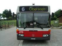 Mercedes O 405 der Winterthurer Verkehrsbetriebe abgestellt in Gtighausen mit der Aufschrift der Linie 6 mit Fahrtziel Oberseen.