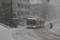 Am17. Dezember 2010 zog ein richtiger Schneesturm ber Luzern, im Verlaufe des Nachmittags mussten die meisten Linien zwischenzeitlich eingestellt werden. Zusehen ist hier der Hess/Vossloh-Kiepe BGT-N2C  Swisstrolley 3  Nr. 217 bei der Eisfeldstrasse