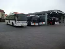 Ein kleiner Teil von R�gen`s Busflotte am 19.Januar 2011 bei der Fr�hst�ckspause am Busbahnhof in Bergen/R�gen.