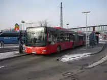Ein RAB- MAN Gelenkbus in Ulm am ZOB am 05.01.2011.