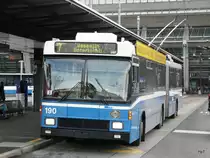 VBL - NAW-Hess Trolleybus Nr.190 unterwegs auf der Linie 7 in Luzern am 08.01.2011