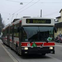 3 Teiliger- Trolleybus Nr. 155 W�hrend der Olma unterwegs eingeteilt auf der Linie 3 unterwegs zum Bahnhof von St.Gallen   am 14.10.2007